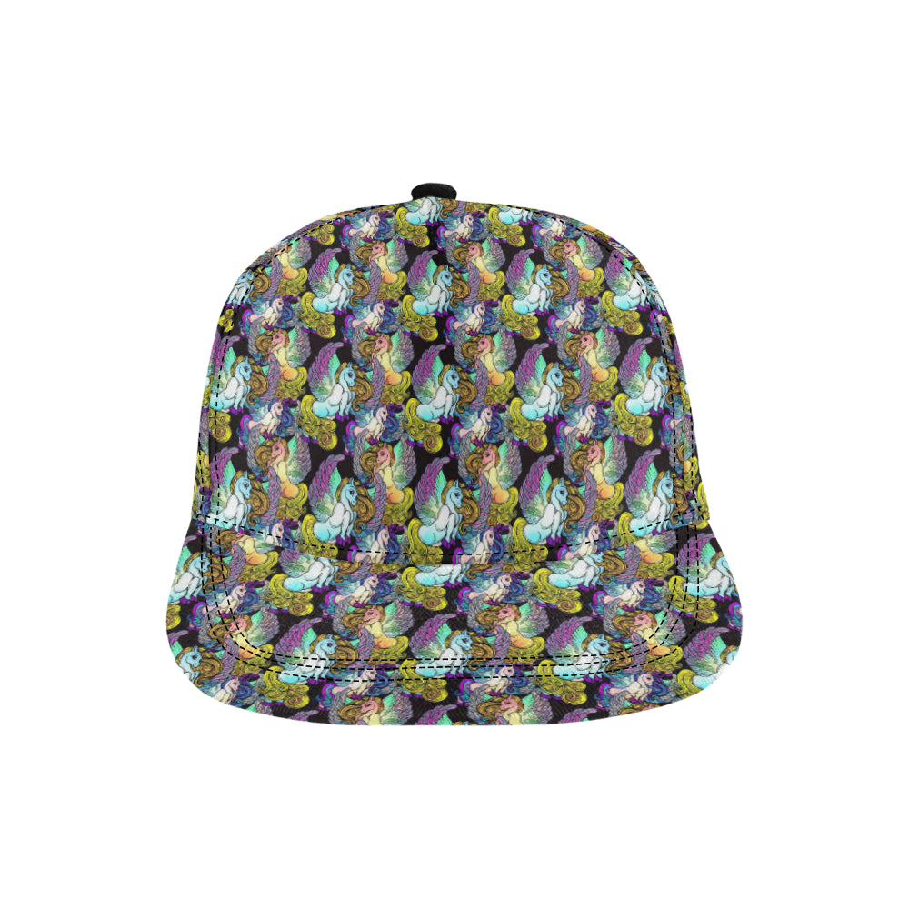 Unicorn With Wings Print Pattern Snapback Cap