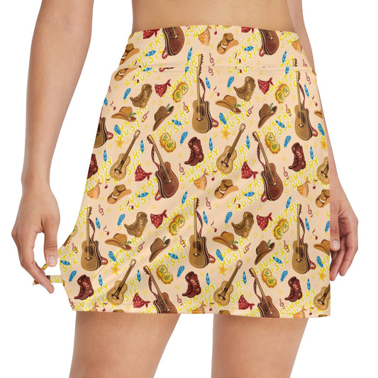 Western Lifestyle Print Design LKS303 17" Golf & Pickleball Skort with Pockets