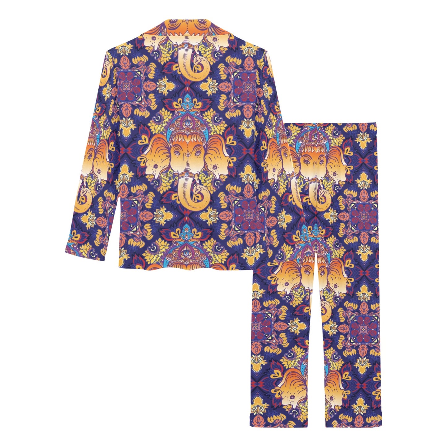 Ganesha Pattern Print Design 01 Women's Long Pajama Set