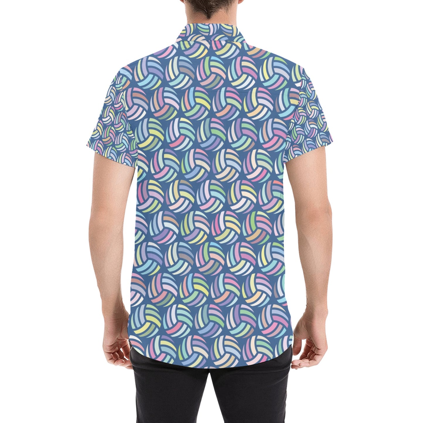 Volleyball Print Design LKS301 Men Short Sleeve Button Up Shirt