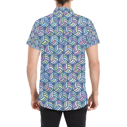 Volleyball Print Design LKS301 Men Short Sleeve Button Up Shirt