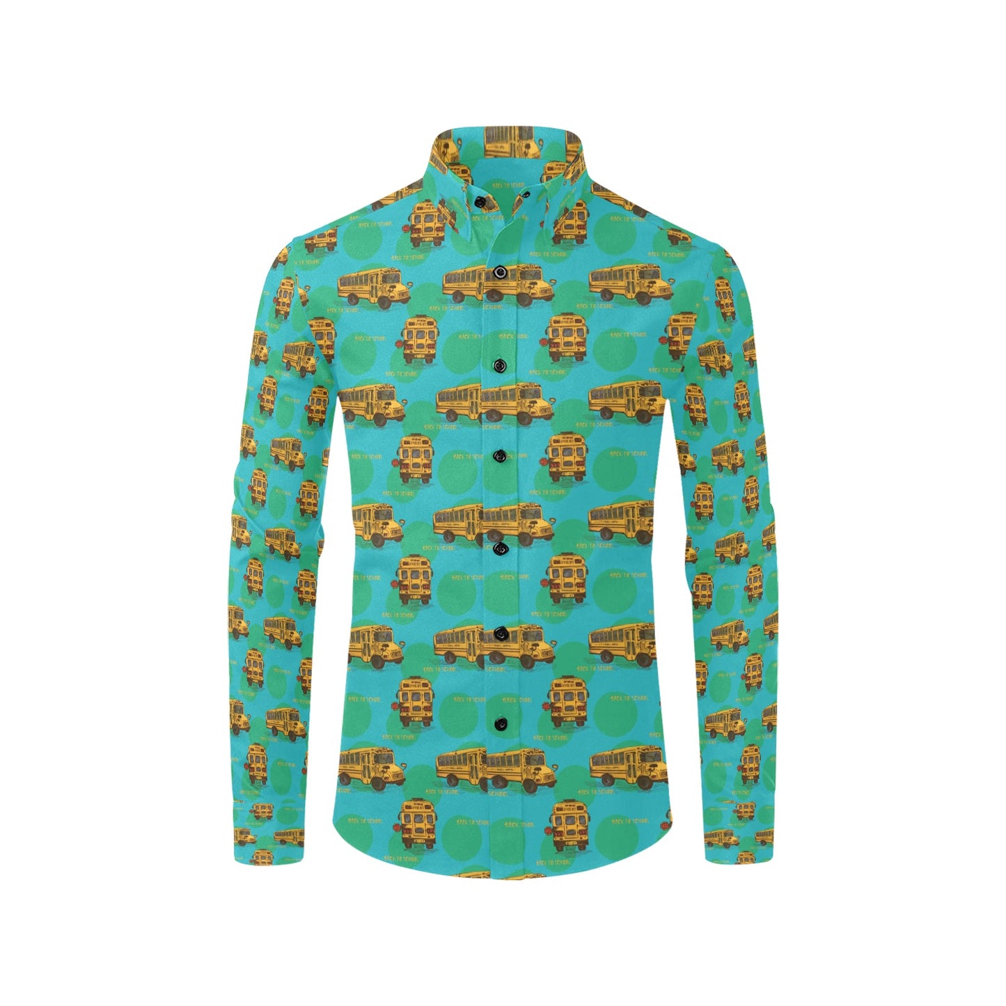 School Bus Print Design LKS308 Men's Long Sleeve Dress Shirt