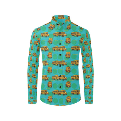 School Bus Print Design LKS308 Men's Long Sleeve Dress Shirt