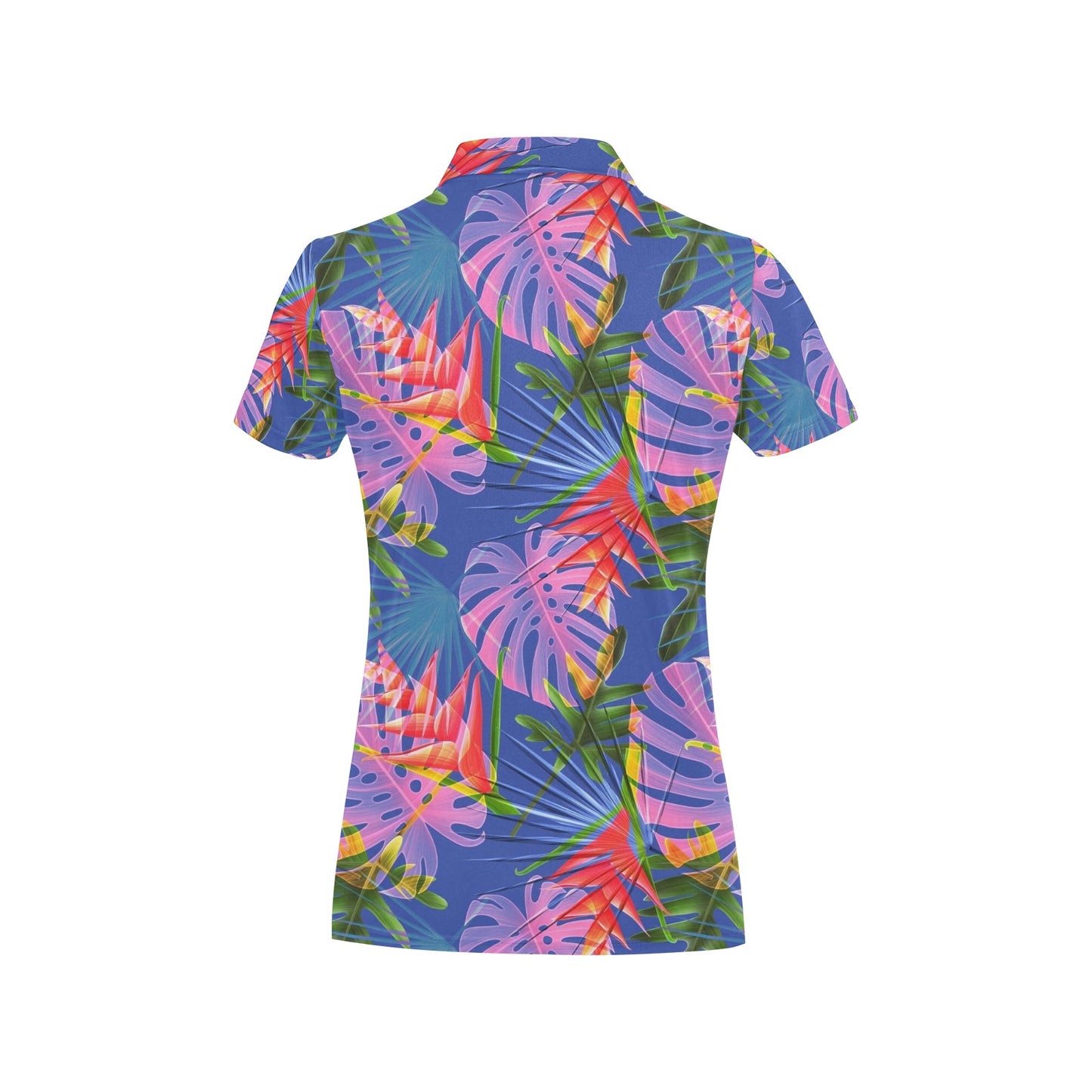Tropical Flower Pattern Print Design TF025 Women's Polo Shirt