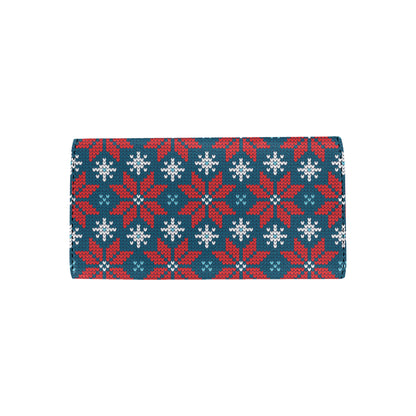Poinsettia Pattern Print Design A02 Women's Trifold Wallet