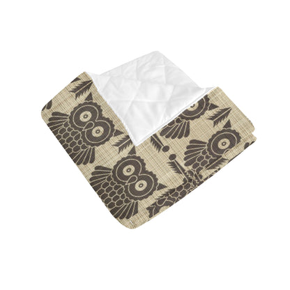 Owl Pattern Print Design A01 Premium Quilt