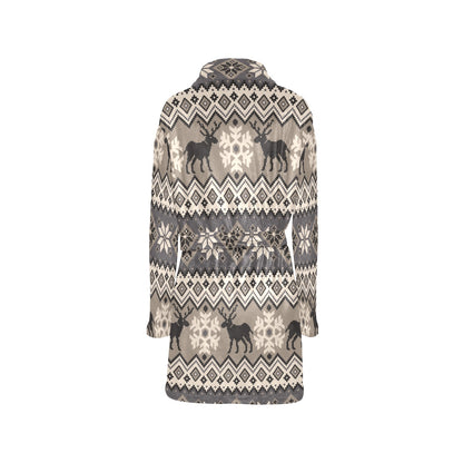 Nordic Pattern Print Design A01 Women's Fleece Robe