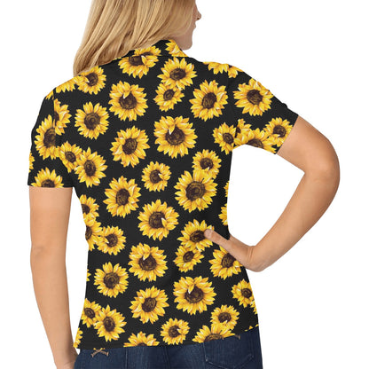 Sunflower Pattern Print Design SF05 Women's Polo Shirt