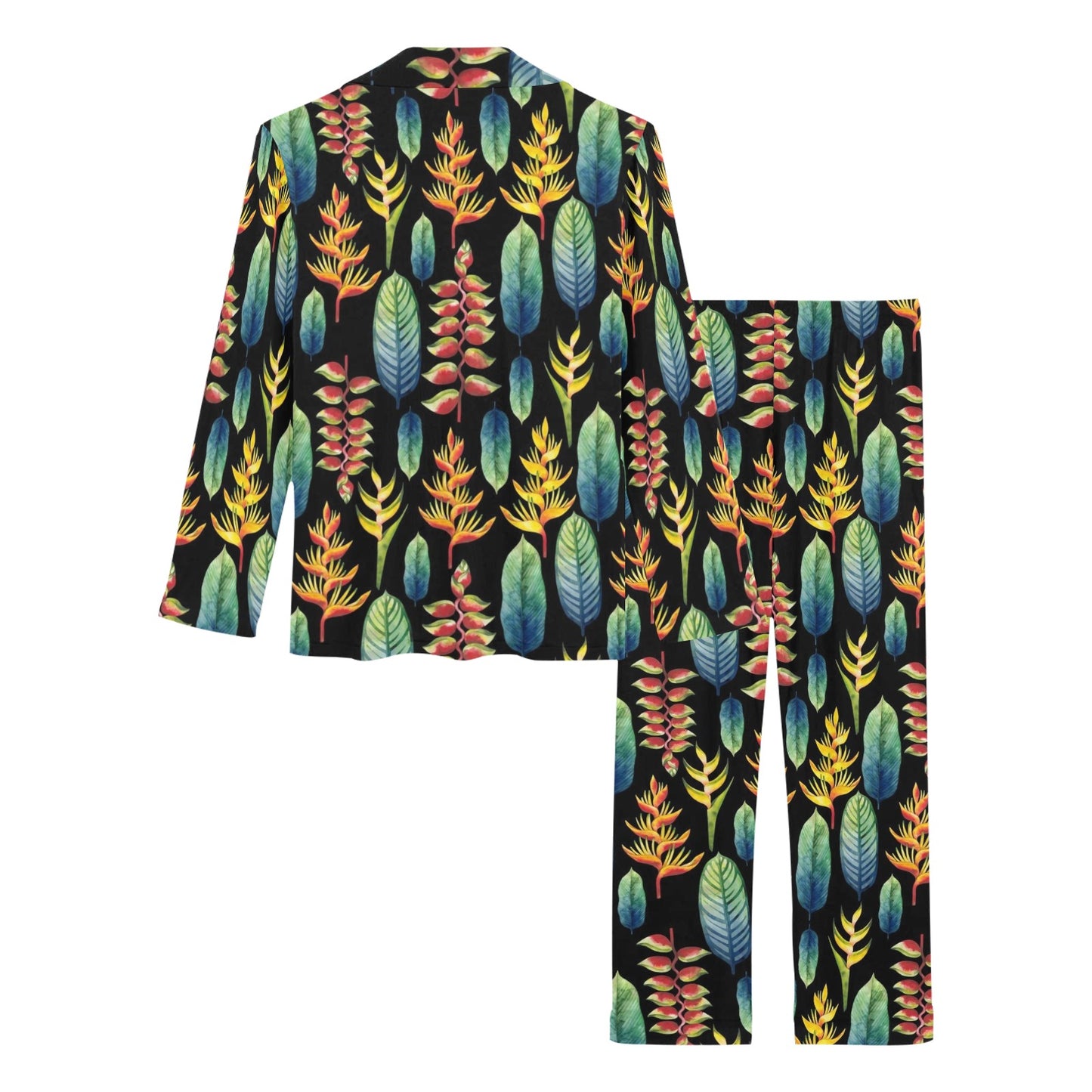 Heliconia Pattern Print Design HL03 Women's Long Pajama Set
