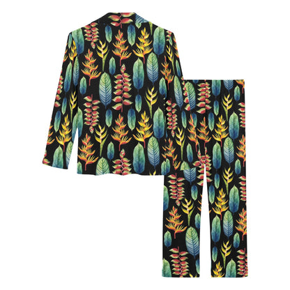 Heliconia Pattern Print Design HL03 Women's Long Pajama Set