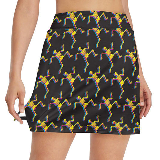 Skeleton Skeleton 3D Print Design LKS301 17" Golf & Pickleball Skort with Pockets