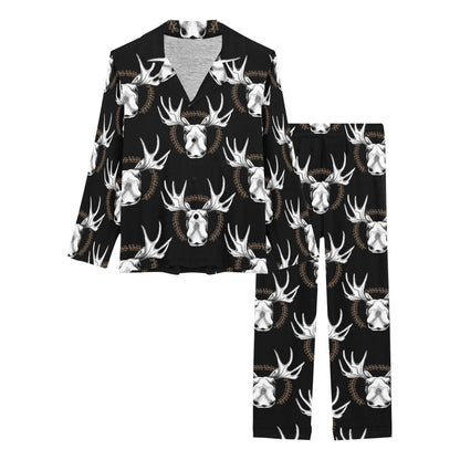 Moose Pattern Print Design 02 Women's Long Pajama Set