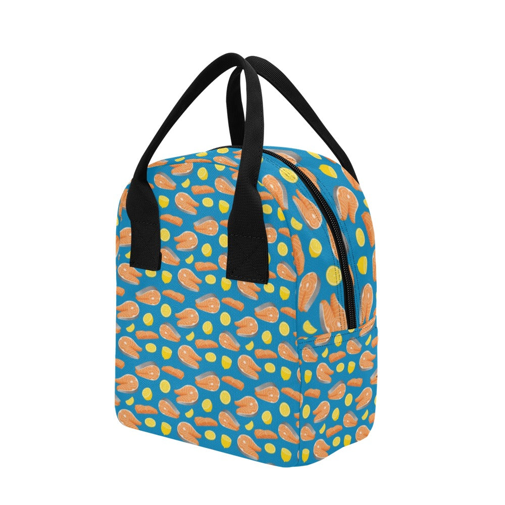 Salmon Steak With Lemon Print Design LKS308 Insulated Lunch Bag