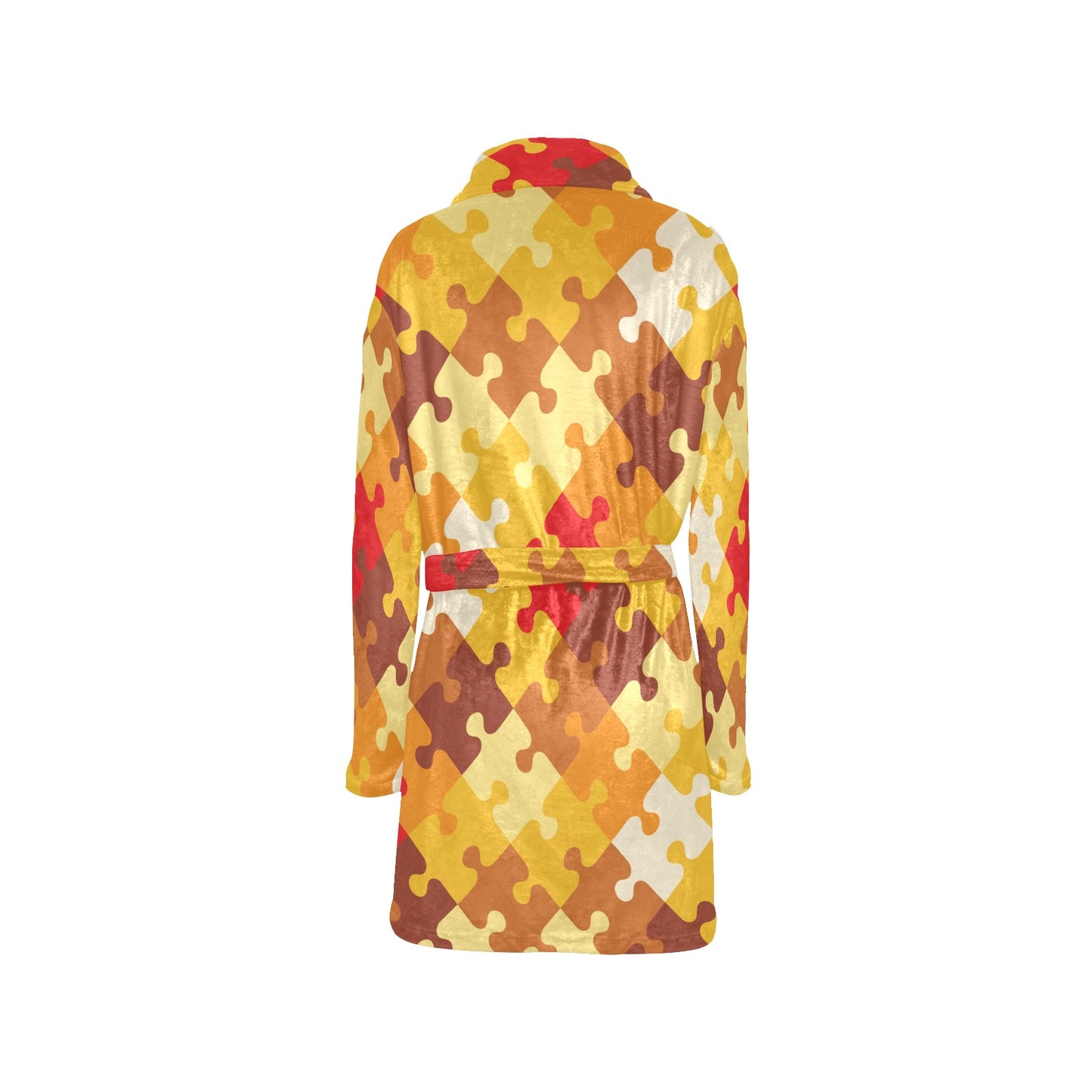 Puzzle Pattern Print Design A01 Women's Fleece Robe