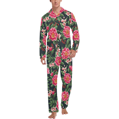 Summer Floral Pattern Print Design SF06 Men's Long Pajama Set