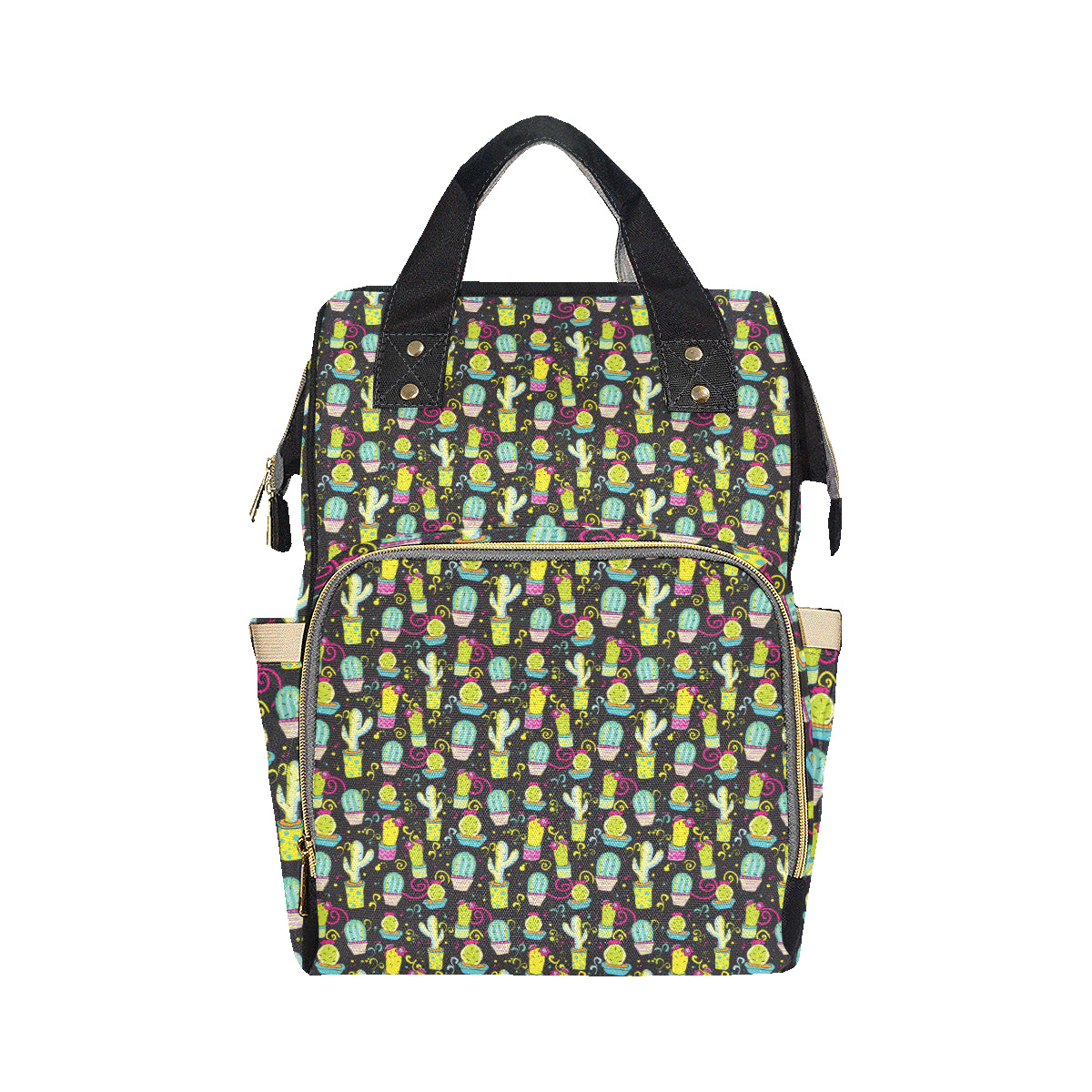Cactus Neon Style Print Pattern Diaper Bag Backpack