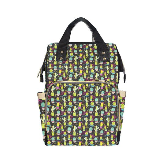 Cactus Neon Style Print Pattern Diaper Bag Backpack