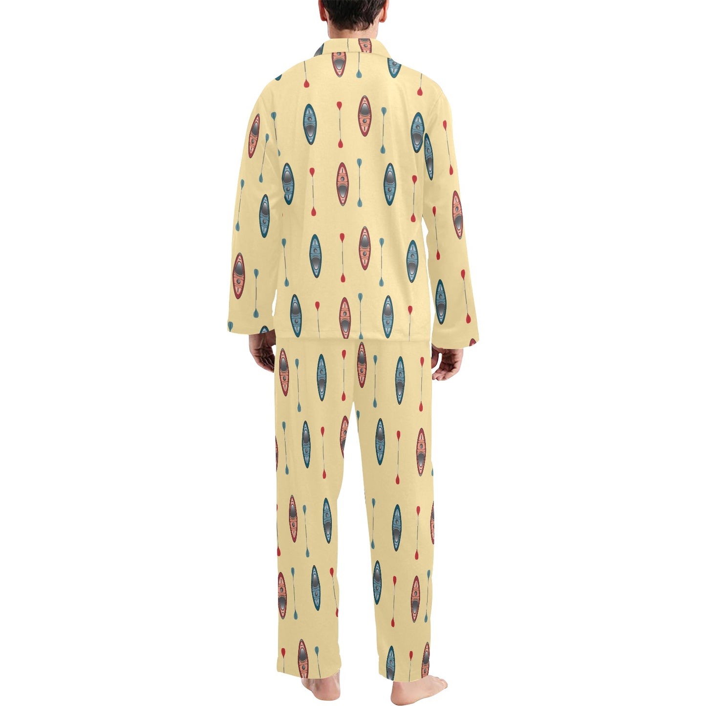 Kayak Pattern Print Design 02 Men's Long Pajama Set