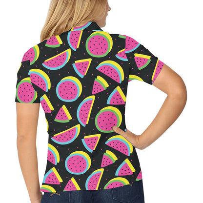 Watermelon Pattern Print Design WM07 Women's Polo Shirt