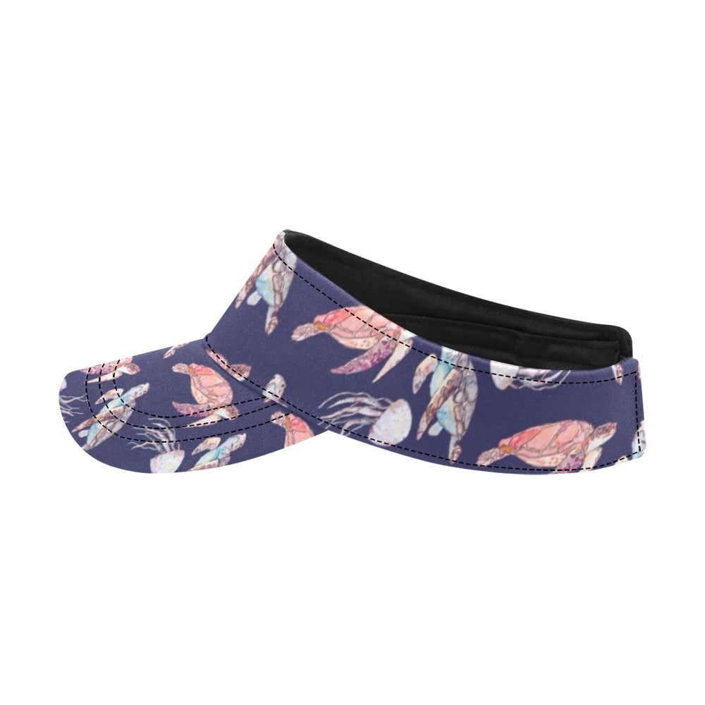 Sea Turtle With Jelly Fish Print Design LKS301 Unisex Sun Visor