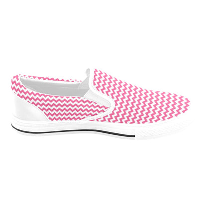 Chevron Print Design LKS402 White Slip Ons Canvas Women's Shoes