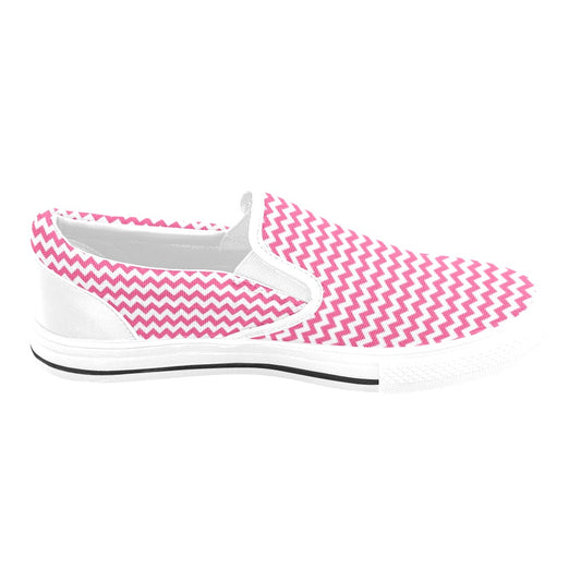 Chevron Print Design LKS402 White Slip Ons Canvas Women's Shoes