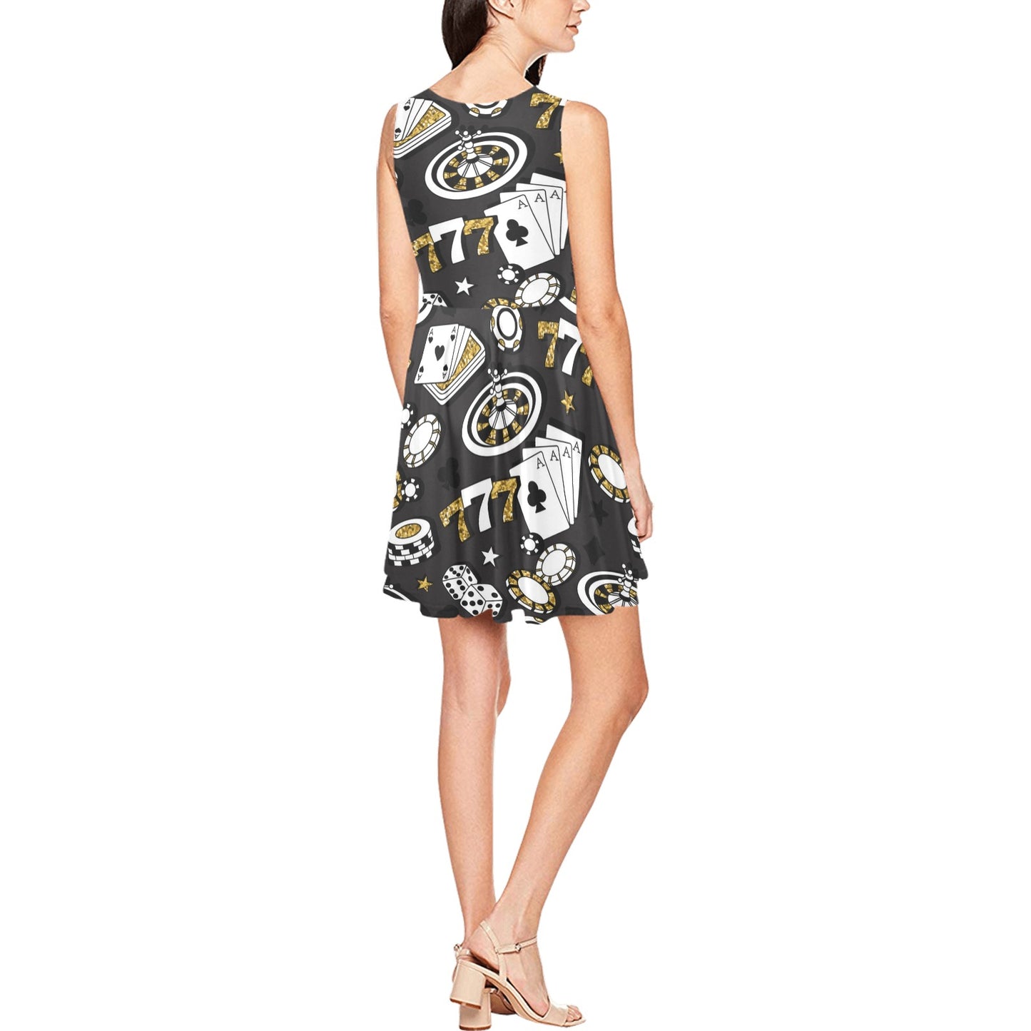 Casino Pattern Print Design 05 Sleeveless Dress