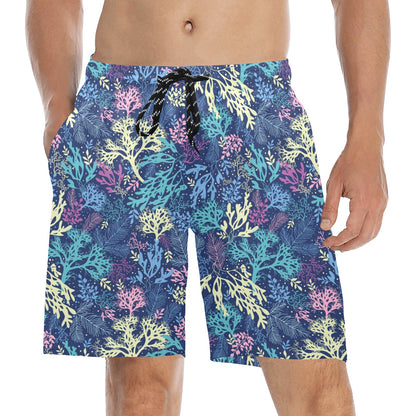 Seaweed Print Design LKS301 Men's Swim Trunks Beach Shorts