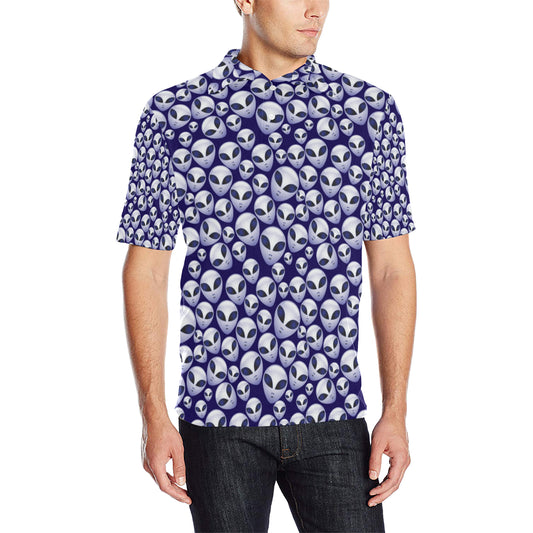 Alien Head Extraterrestrial Men Polo Shirt