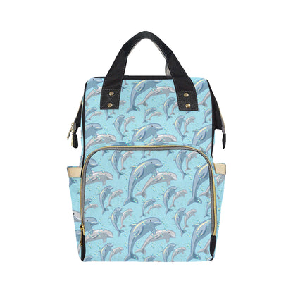 Dolphin Print Pattern Diaper Bag Backpack