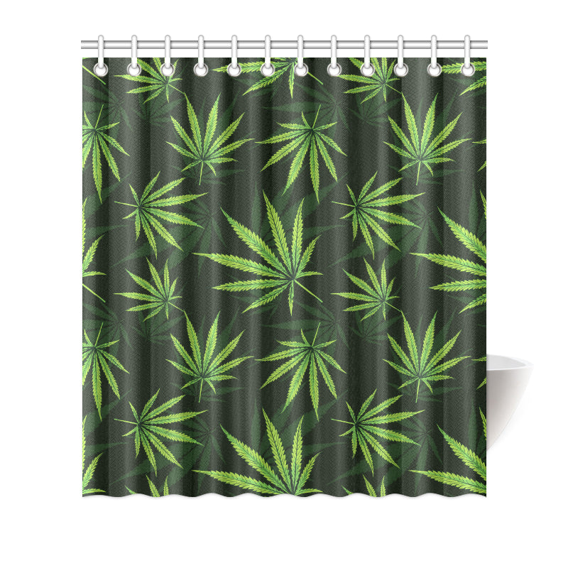 Pot Leaf Pattern Print Design A03 Shower Curtain