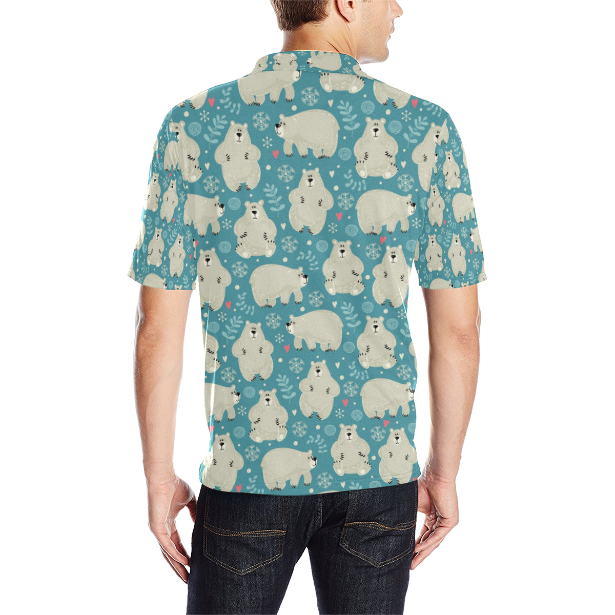 Bear Pattern Print Design BE04 Men Polo Shirt