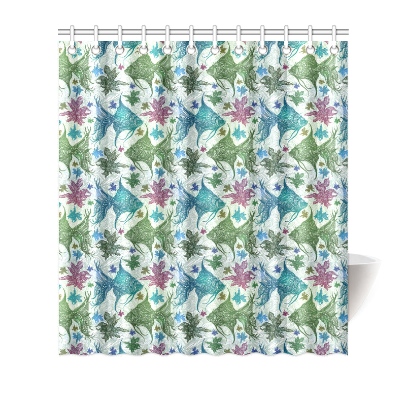 Angelfish Tribal Pattern Print Design 01 Shower Curtain