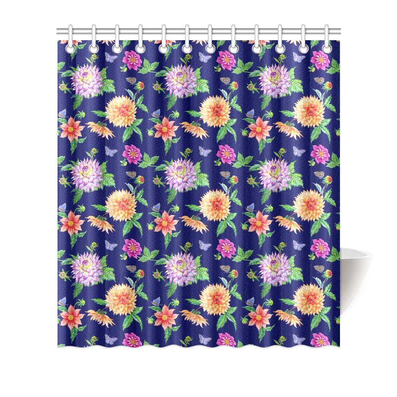 Dahlia Pattern Print Design DH010 Shower Curtain
