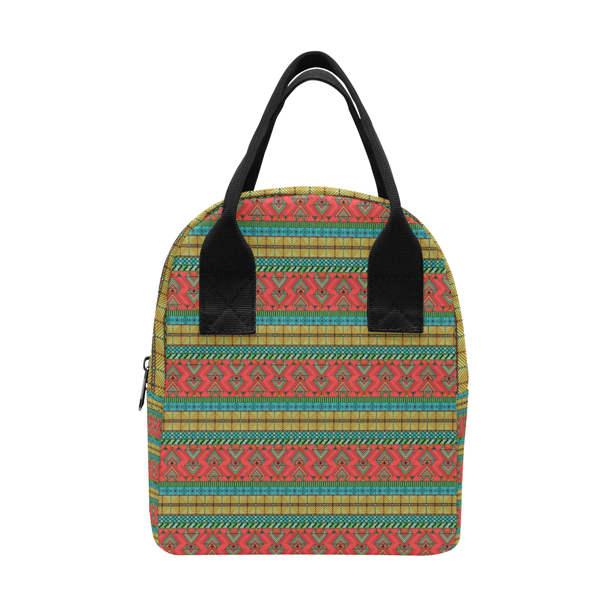African Colorful Zigzag Print Pattern Insulated Lunch Bag