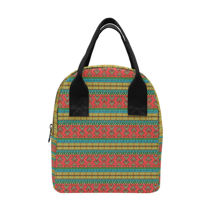 African Colorful Zigzag Print Pattern Insulated Lunch Bag