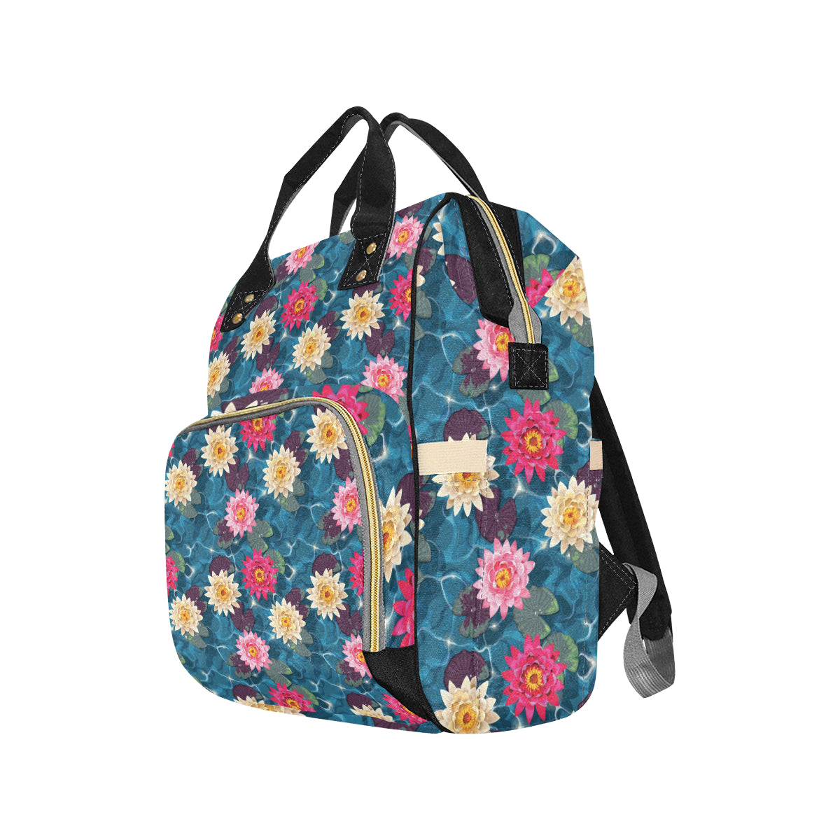 Water Lily Pattern Print Design WL05 Diaper Bag Backpack