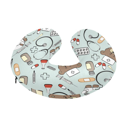 Nurse Bear Pattern Print Design A01 U-Shaped Travel Neck Pillow