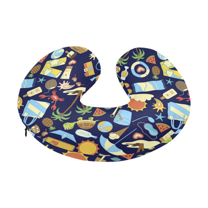 Beach Themed Pattern Print Design 04 U-Shaped Travel Neck Pillow