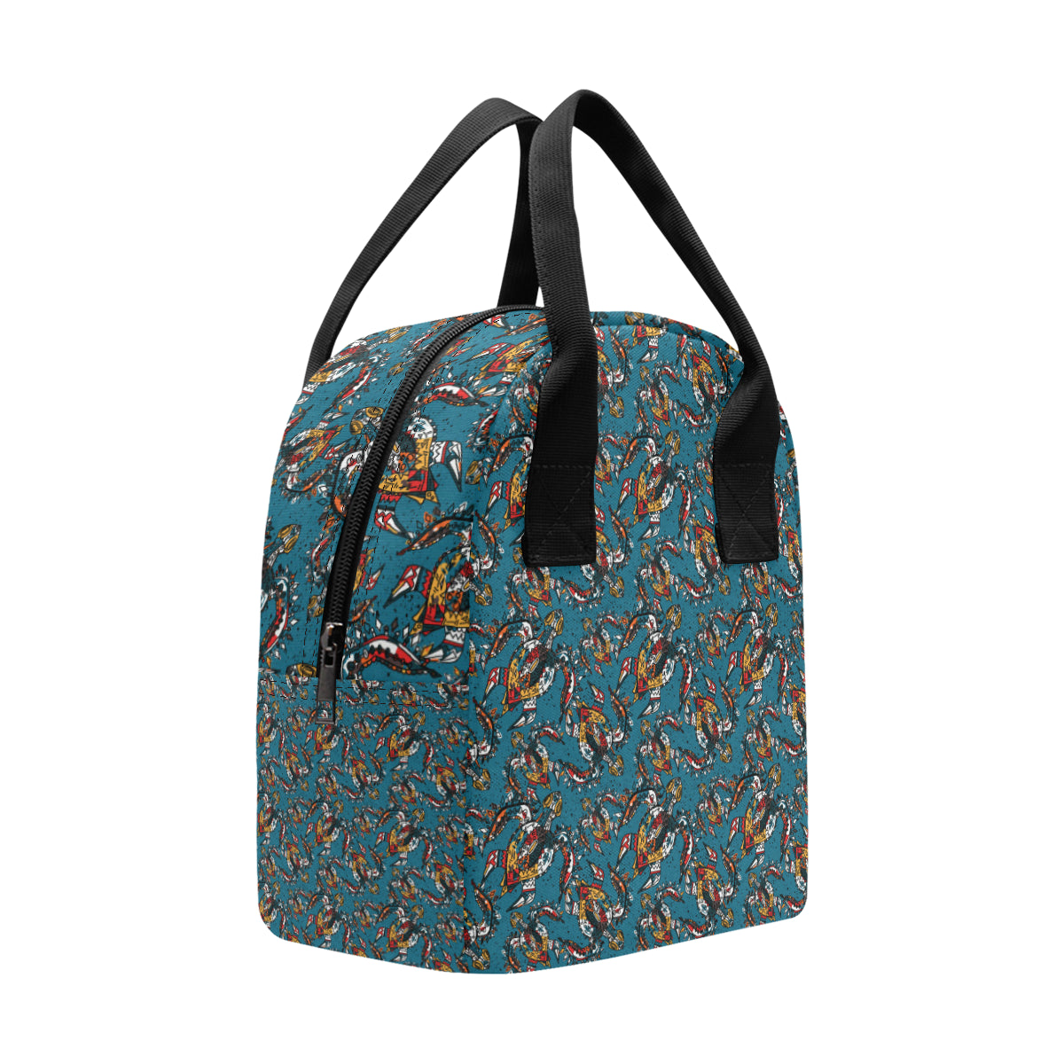 Sea Turtle Tribal Colorful Hand Drawn Insulated Lunch Bag