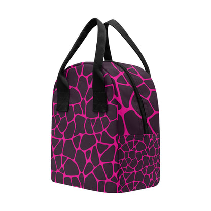 Giraffe Pink Background Texture Print Insulated Lunch Bag