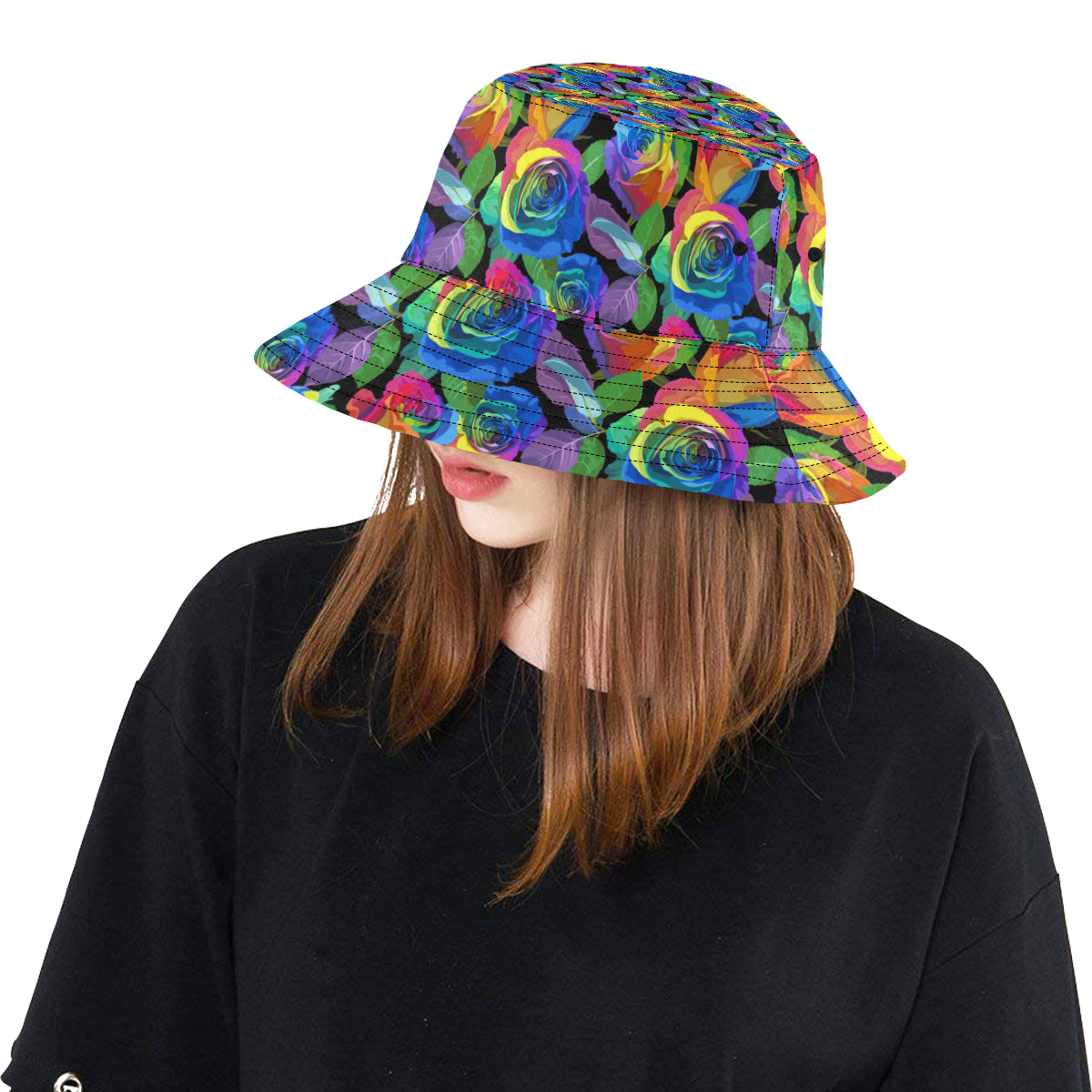 Rose Pattern Print Design RO02 Unisex Bucket Hat