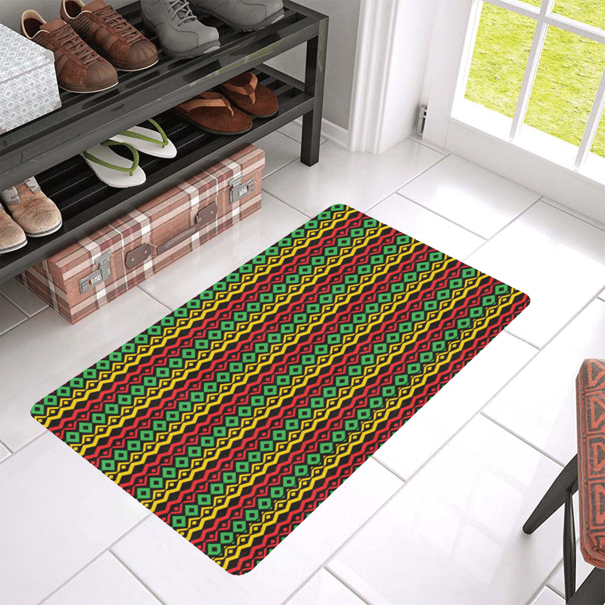 Rasta Reggae Color Themed Rubber Doormat