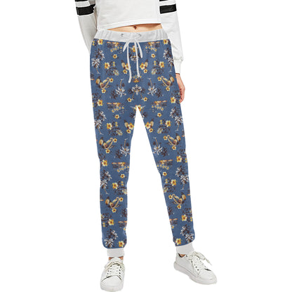 Hawaiian Flower Blue Print Unisex Sweatpants