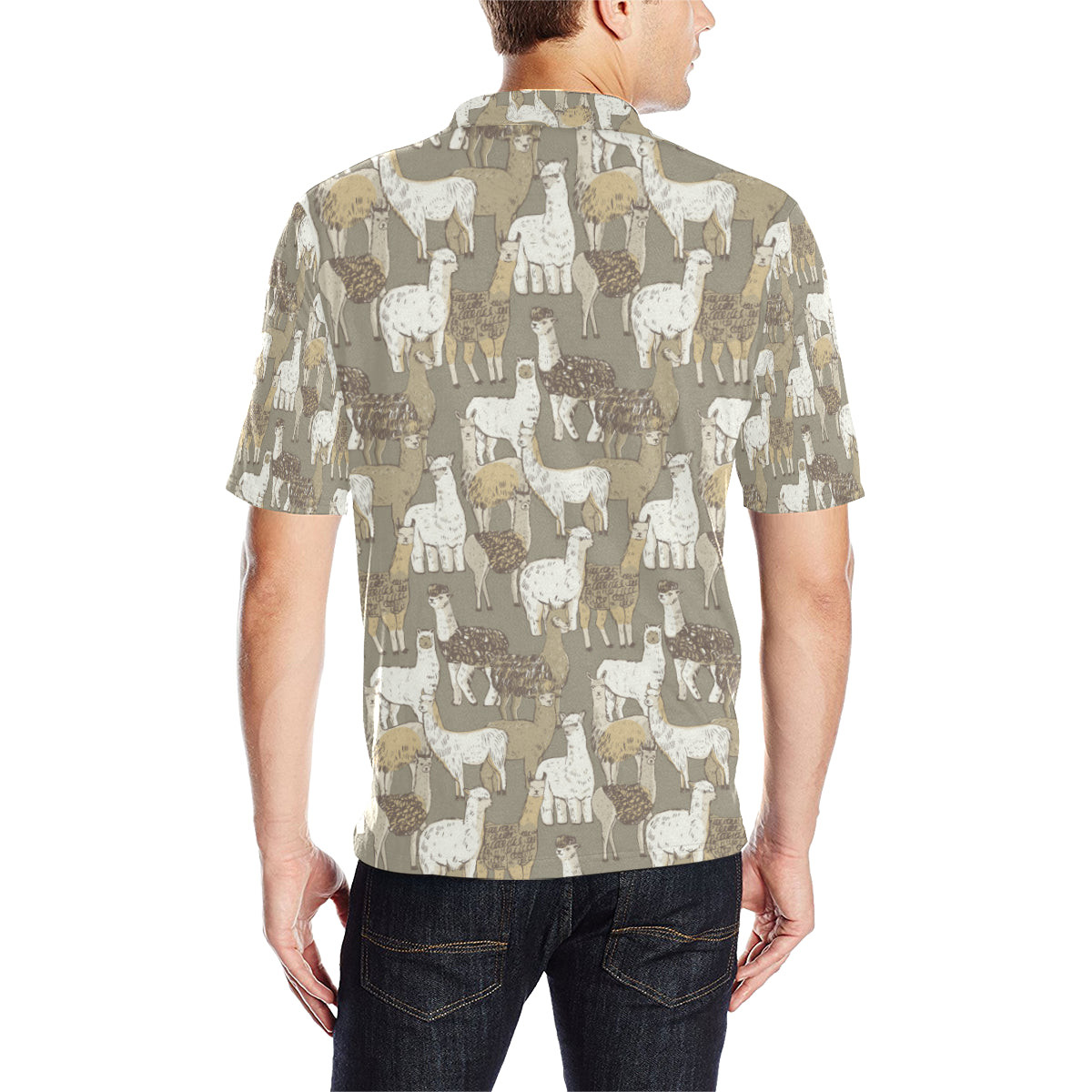 Alpaca Pattern Print Design 01 Men Polo Shirt