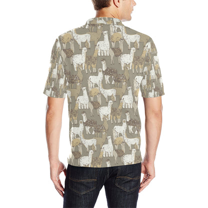 Alpaca Pattern Print Design 01 Men Polo Shirt