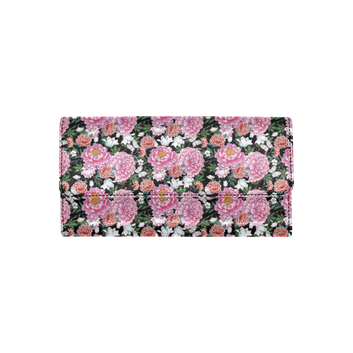 Dahlia Pattern Print Design 02 Women's Trifold Wallet