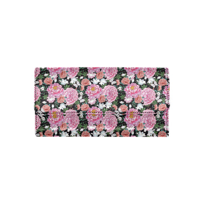 Dahlia Pattern Print Design 02 Women's Trifold Wallet