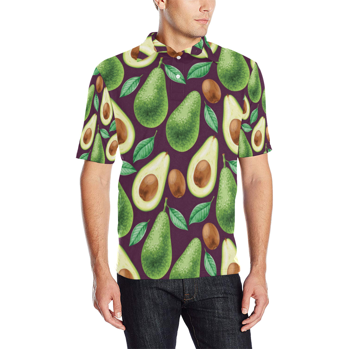 Avocado Pattern Print Design AC08 Men Polo Shirt