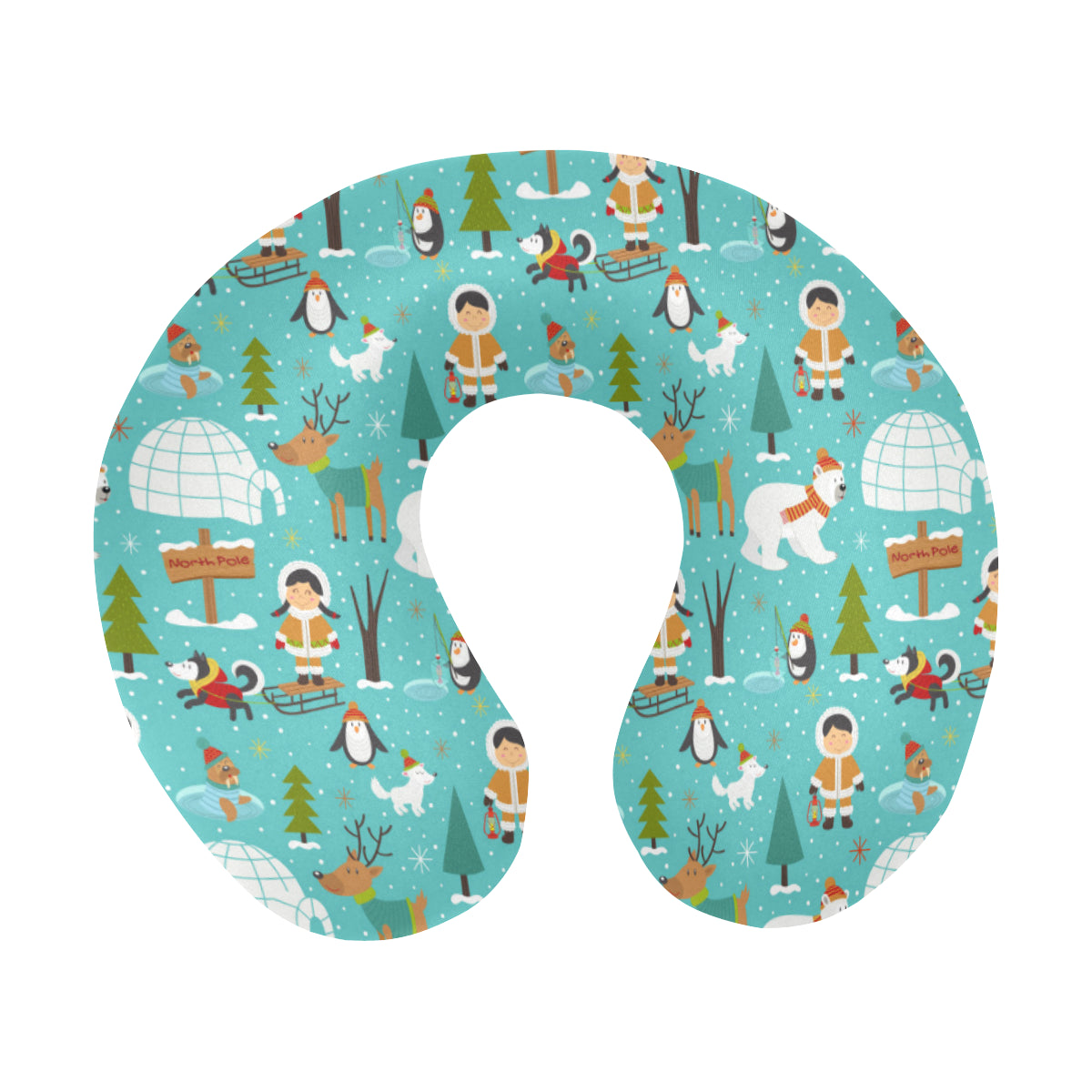 Eskimo Pattern Print Design 01 U-Shaped Travel Neck Pillow